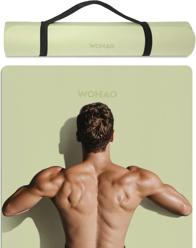 Vista 10 de Extra Wide & Thick 8mm Yoga Mat, 72"x31.5" Large Non Slip Exercise Mat, Premium POE Material for Superior Cushioning & Stability, with Strap for