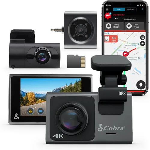 Vista 8 de Cámara de salpicadero inteligente Cobra+leva trasera (SC 400D) – Resolución UHD 4K, Alexa incorporada, capacidad para 3 cámaras, alertas de policía