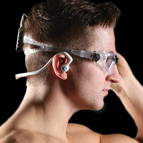 Vista 2 de HydroActive Auriculares impermeables de cable corto premium (conector de 0.138 in con cable) con 11 auriculares en 4 estilos
