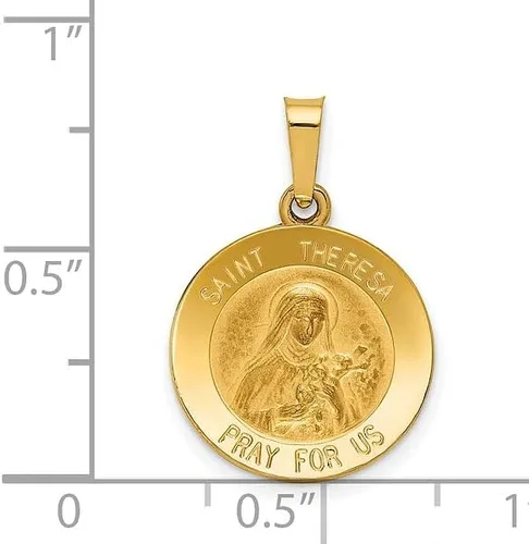 Vista 5 de IceCarats Colgante de cadena de oro amarillo macizo de 14 quilates con medalla de Santa Teresa