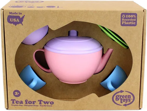 Vista 2 de Green Toys Té para dos – Juego de 10 piezas, habilidades motoras, lenguaje y comunicación para niños. Sin BPA, ftalatos, PVC, apto
