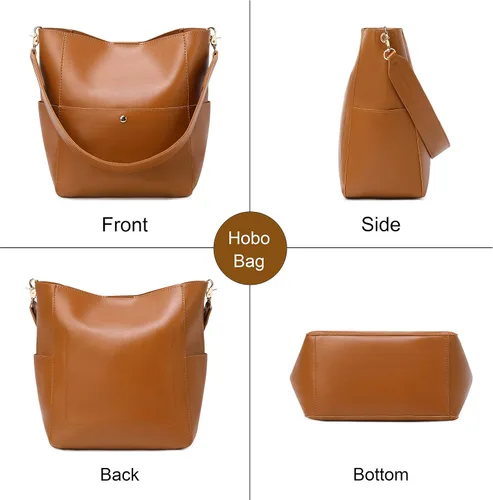 Vista 2 de Bolsos de cubo para mujer, de piel sintética, con 2 correas ajustables para guitarra, bolsas Hobo para mujer