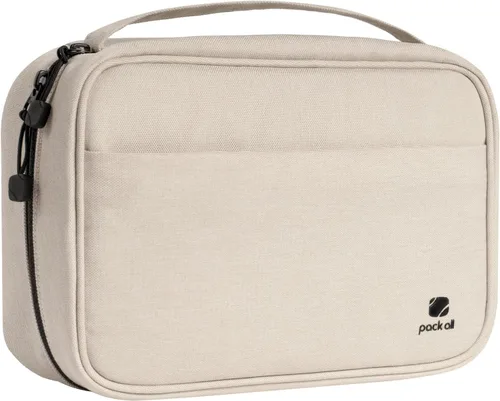 Vista 4 de pack all Organizador Electrónico Plus, Bolsa Organizadora de Cables de Mayor Capacidad, Estuche de Transporte Resistente a Golpes, Bolsa de Beige