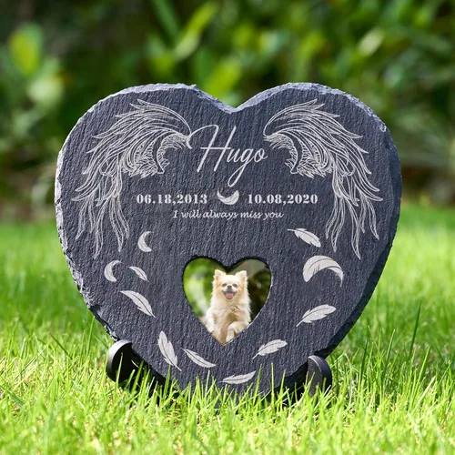 Vista 14 de Farfume Piedras conmemorativas personalizadas para mascotas con foto y texto Marcadores personalizados para tumbas para mascotas Lápidas
