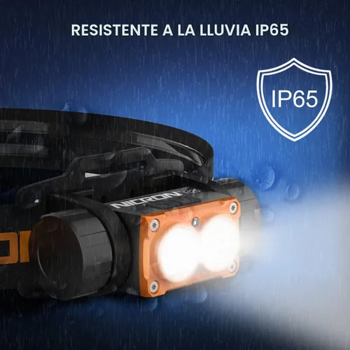 Vista 3 de NICRON Linterna frontal recargable, de alto brillo de 1500 lúmenes, 180 °, de aluminio, con 3 fuentes de luz, 10 modos, impermeable, linterna H25