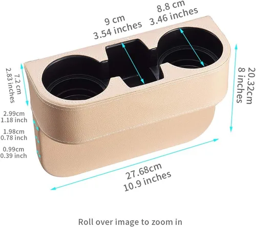 Vista 2 de BEIGE Organizador Multifuncional de Portavasos para Automóvil Organizador de Asiento de Automóvil Rellenador de Espacios Almacenamiento de Botellas
