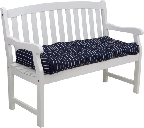 Vista 6 de Classic Accessories Cojín de banco para exteriores, azul marino clásico, rayas, 48 pulgadas de ancho x 18 pulgadas de profundidad x 5 pulgadas