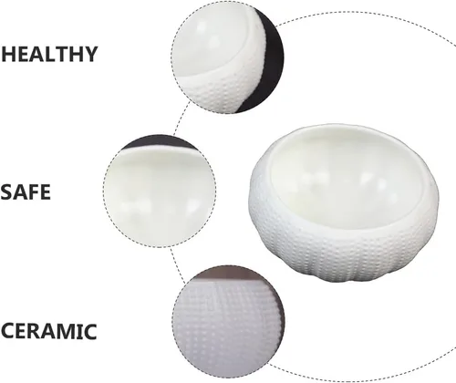 Vista 3 de Hemoton Cuenco de cerámica para erizos de mar, 3.54 pulgadas, mini tazón de condimento de cocina para salsa de soja, caviar, condimentos, pequeña