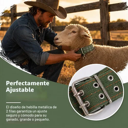 Vista 6 de DOITOOL Collar de lona para cuello de vaca, correa ajustable de nailon grueso de tracción para ganado con 2 filas de hebilla de metal para granja