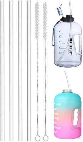 Vista 8 de ALINK Pajitas de silicona negras reutilizables extralargas de 15 pulgadas, paquete de 4 popotes flexibles para Stanley de 40 onzas, botella de agua