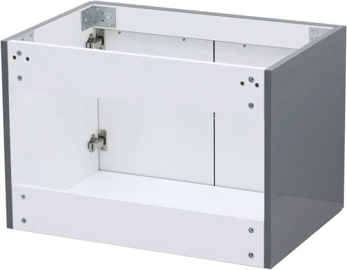 Vista 4 de Juego de lavabo flotante para montaje en pared, tocador gris oscuro brillante, encimera de fregadero integrada blanca, 23.25 pulgadas