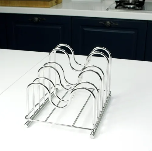 Vista 9 de LENITH Soporte para tabla de cortar de alambre de acero inoxidable 304, organizador de tabla de cortar para cocina con 5 seccionales