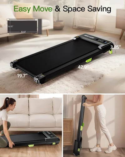 Vista 5 de Akluer Walking Pad Treadmill, Portable Under Desk Treadmill 330lbs Capacity, Compact Treadmills Mini Walking Pad, 2.5HP Portable Treadmills with
