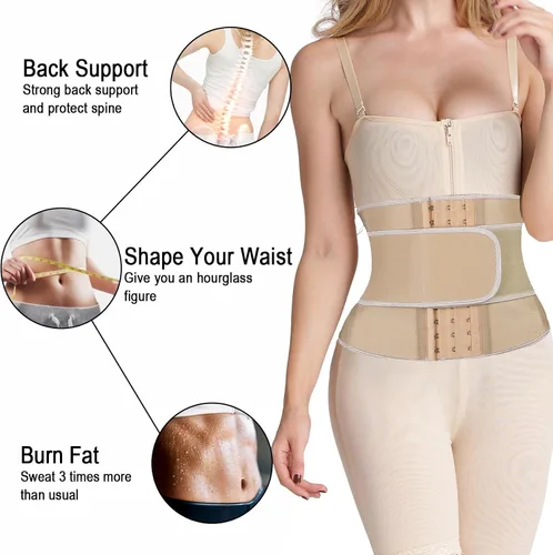 Vista 6 de Atbuty Entrenadores de cintura de torso corto para mujer, corsé debajo del busto, de látex, faja deportiva de reloj de arena