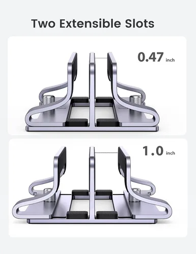 Vista 3 de UGREEN - Soporte vertical para laptop de 2 ranuras para escritorio, compatible con MacBook Pro Air, Lenovo Ideapad, Surface Book, HP Notebook, Dell