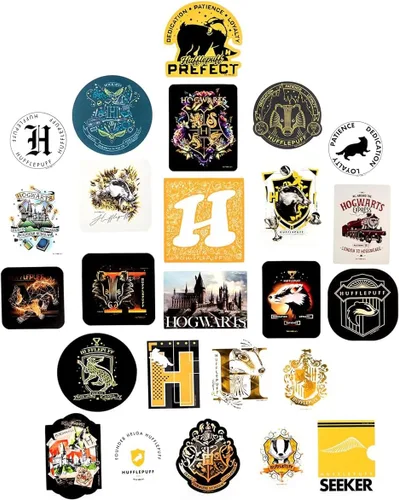 Vista 3 de Conquest Journals Harry Potter - Juego de 50 calcomanías de vinilo Hufflepuff impermeables y resistentes a los rayos ultravioleta, ideales
