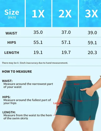 Vista 7 de ANFILIA Pantalones cortos de natación de talla grande para mujer, pantalones cortos de cintura alta, tankini con bolsillos