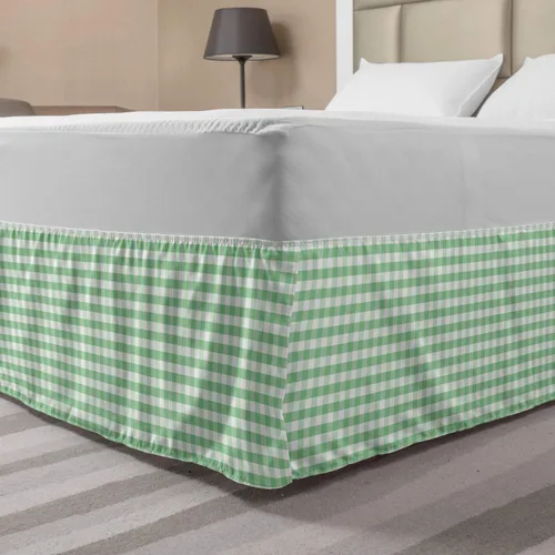 Vista 44 de Lunarable Falda de cama elástica de trébol, tréboles de cultura irlandesa con temática del día de San Patricio, 4 hojas, falda de cama de tela