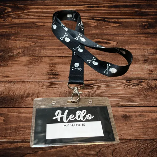 Vista 2 de Execucat Skull & Crossbones Lanyard Keychain ID Badge Holder