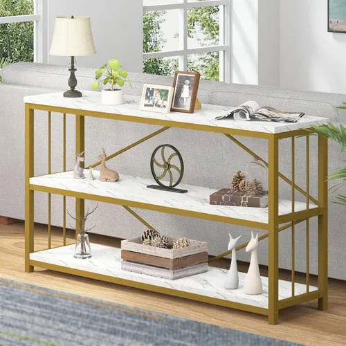 Vista 15 de LVB Mesa consola negra, mesa de entrada moderna para pasillo y sala de estar, mesa de sofá industrial detrás del sofá, mesa de entrada de madera