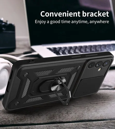 Vista 6 de Compatible con Tecno Pova Neo 2 Bracket Shell, con cubierta deslizante para lente de cámara compatible con Tecno Pova Neo 2 LG6n Case Negro