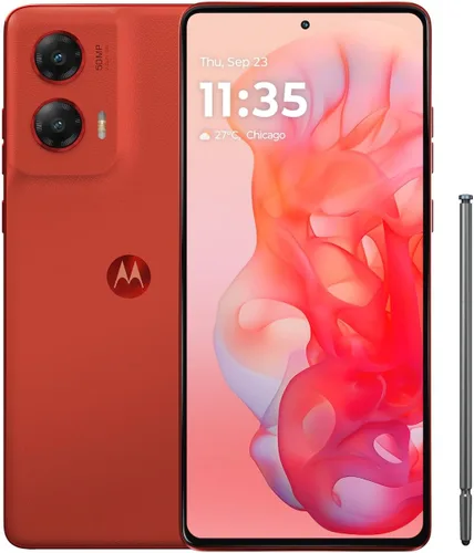Vista 4 de Motorola Moto G Stylus 5G 2024 desbloqueado 8/128GB 50MP cámara Caramel Latte + Moto Buds 2 Bundle