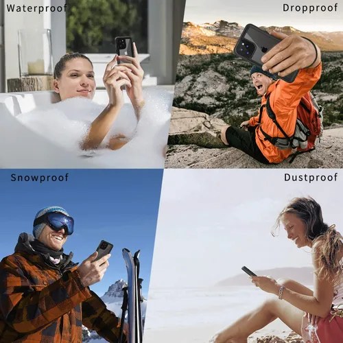 Vista 8 de Lanhiem Funda para iPhone 12, impermeable, a prueba de polvo, a prueba de golpes, con protector de pantalla integrado (no para iPhone 12 Pro), funda