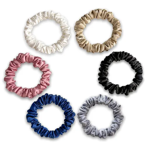 Vista 16 de Silvr Bear Paquete de 6 coleteros de satén de lujo, color negro, suaves, grandes para mujeres y niñas, bandas para el cabello grueso y rizado