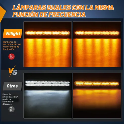 Vista 4 de Nilight Barra de luz LED de 22 pulgadas, 480 W, 2 módulos de luz de 4 pulgadas, 60 W, estroboscópico blanco ámbar, 6 modos, función de memoria Ámbar
