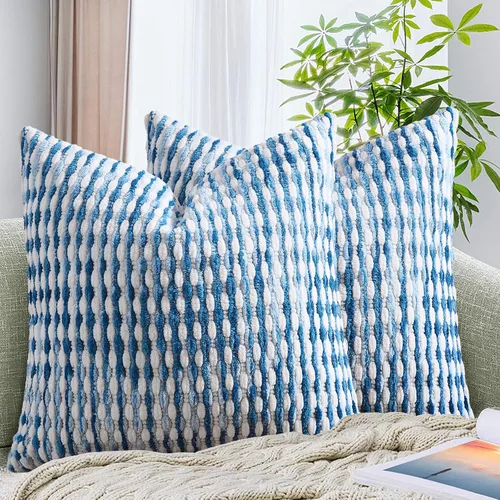 Vista 29 de AmHoo - Funda decorativa de almohada estilo bohemio de chenilla, funda de almohada con borlas tuftadas para sofá, cama, dormitorio, sala de estar