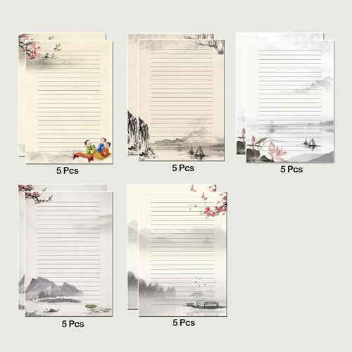 Vista 4 de 50 papeles de papelería de escritura, papel de papelería forrado para escribir cartas, papel de carta vintage con líneas, 100 GSM, tamaño A4, 10