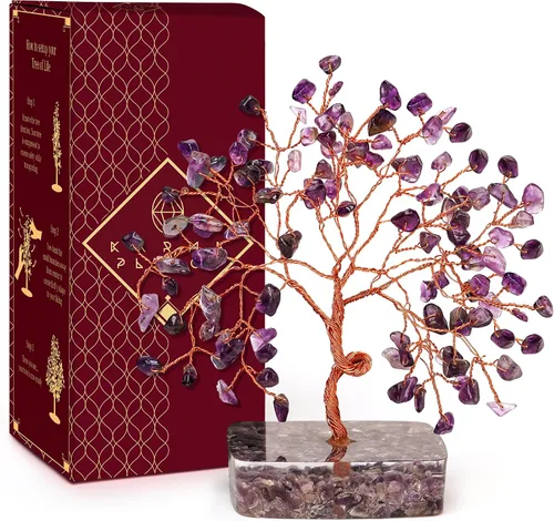 Vista 14 de Árbol de la vida de cristal para decoración del hogar y la oficina, regalos para mujeres, piedras curativas de amazonita de chakra, árbol bonsái