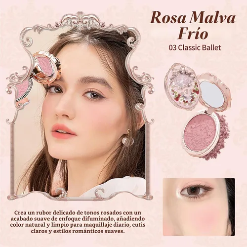Vista 3 de Flower Knows Fresa Rococó En Relieve Rubor, Rosa Malva Fresa 03 Ballet Clásico