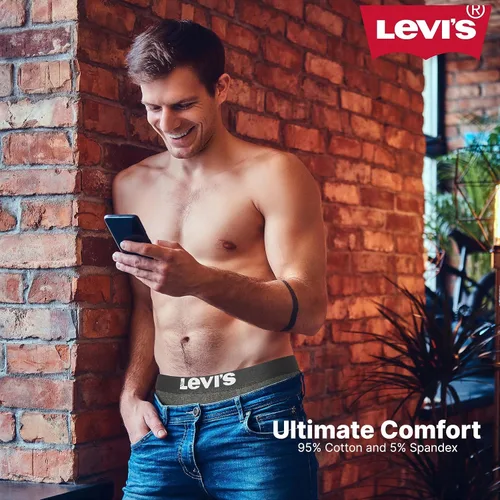 Vista 3 de Levi's Ropa interior para hombre, paquete de 7 calzoncillos tipo bóxer para hombre de algodón elástico