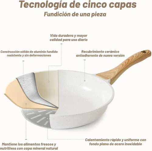 Vista 7 de SENSARTE Juego de utensilios de cocina de cerámica antiadherente de 16 piezas, juego de ollas y sartenes saludables, juego de cocina no tóxico