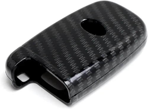 Vista 5 de iJDMTOY - Carcasa para llavero con patrón de fibra de carbono, color negro brillante, compatible con Hyundai Veloster, Sonata, Elantra, Genesis, Kia