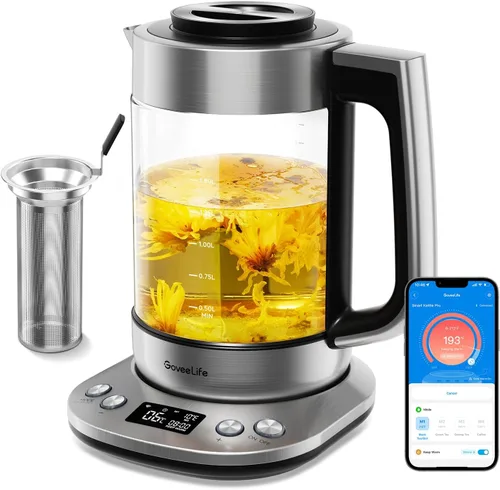 Vista 10 de GoveeLife - Hervidor Eléctrico Inteligente con Infusor de Té para Hojas Sueltas, Hervidor Eléctrico de Té de 1.7 L con Programa de Infusión, Control