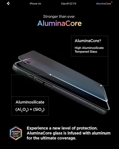 Vista 3 de Spigen AluminaCore Tempered Glass Screen Protector [Glas.tR EZ Fit] designed for iPhone Air [6 Pack] 9H+ Hardness, Aluminum-Enhanced Durability