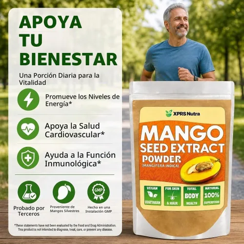 Vista 2 de XPRS Nutra Polvo de extracto de semilla de mango – Semillas de mango premium (Mangifera Indica) – Polvo de extracto silvestre fresco premium sin OMG
