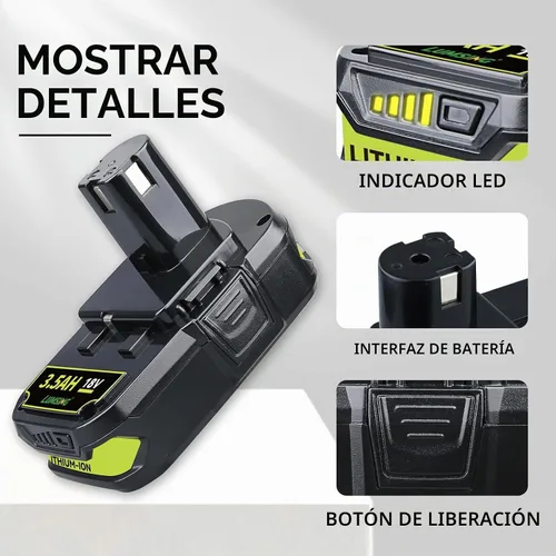 Vista 3 de P102 3.5Ah Paquete de 2 repuestos para batería Ryobi de 18 V P108