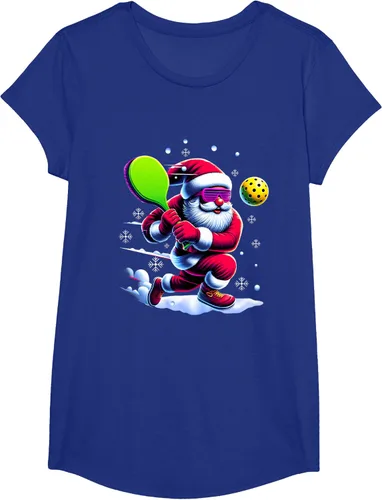 Vista 23 de Pickle Ball Navidad Santa Deporte Jugador Padel Raqueta Snow Camiseta Negro