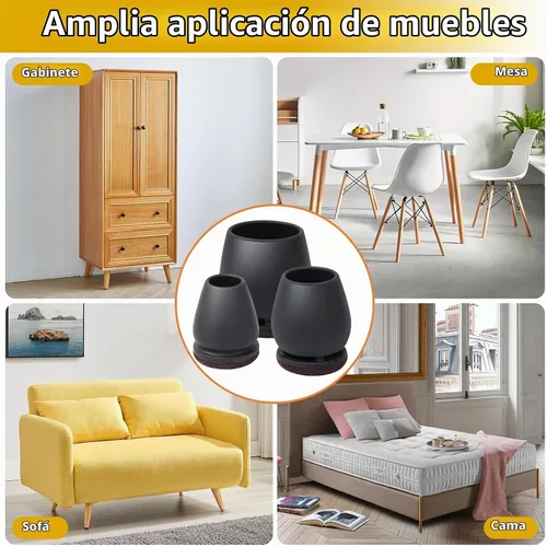 Vista 5 de Ezprotekt 24 piezas de protectores redondos de silicona para patas de silla para suelos de madera, almohadillas de fieltro para muebles, tapas
