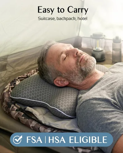 Vista 2 de HSA/FSA Almohada de camping, almohada CPAP de espuma viscoelástica plegable para todos los usuarios de CPAP Almohada de viaje pequeña con funda