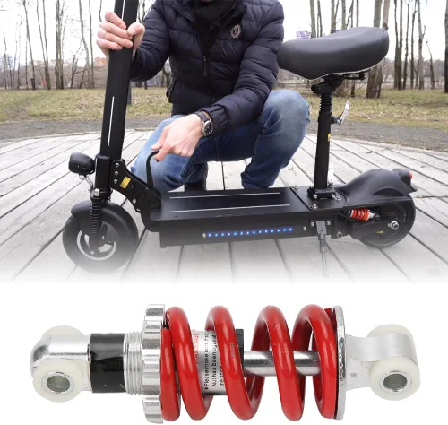 Vista 2 de Joyzan Amortiguador eléctrico para motocicleta, amortiguador de suspensión de amortiguamiento de agujero trasero, resorte ajustable, distancia