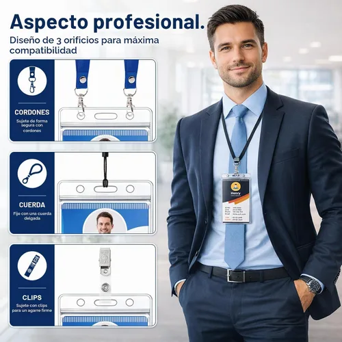 Vista 4 de Paquete de 6 soportes para insignias, soporte de plástico para tarjetas de identificación, transparente, impermeable, con cremallera resellable