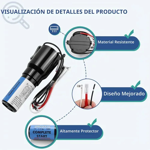 Vista 4 de URCO410 Kit de condensador de arranque duro 3 en 1 para refrigeradores por