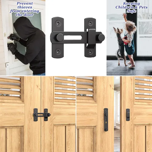 Vista 6 de DOUBLE 2 C Cerradura de puerta de granero, herrajes para cerradura de puerta deslizante, cierres de puerta de acero al carbono para gabinete