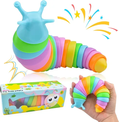 Vista 11 de Cevioce Juguete Fidget de Babosa, Juguete Sensorial Fidget de Babosa para Niños y Adultos, 2 Piezas de Lindos Juguetes Sensoriales Articulados en 3D