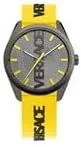 Vista 6 de Versace V-Vertical Collection Reloj de lujo para hombre con correa amarilla con una caja de metal IP y esfera gris, Gris, V-Vertical