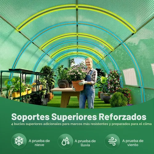 Vista 4 de Quictent - Invernadero túnel para exteriores con 2 puertas con bisagras de Verde